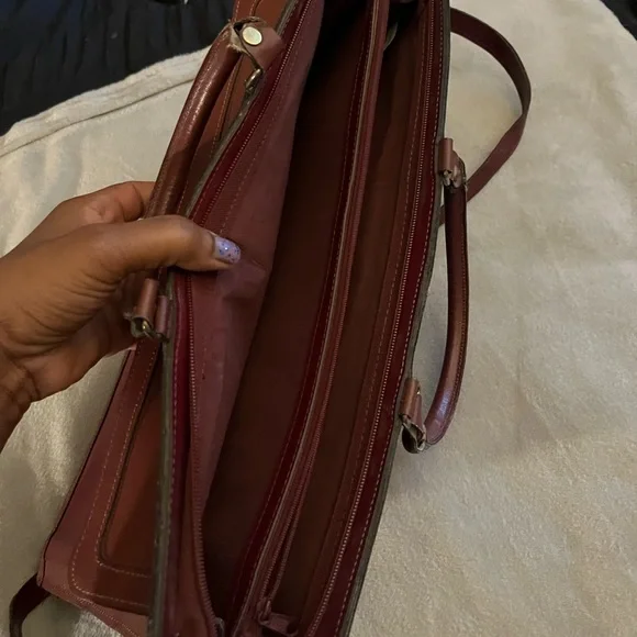 Leather Crossbody Briefcase with Handles - Picture 4 of 5